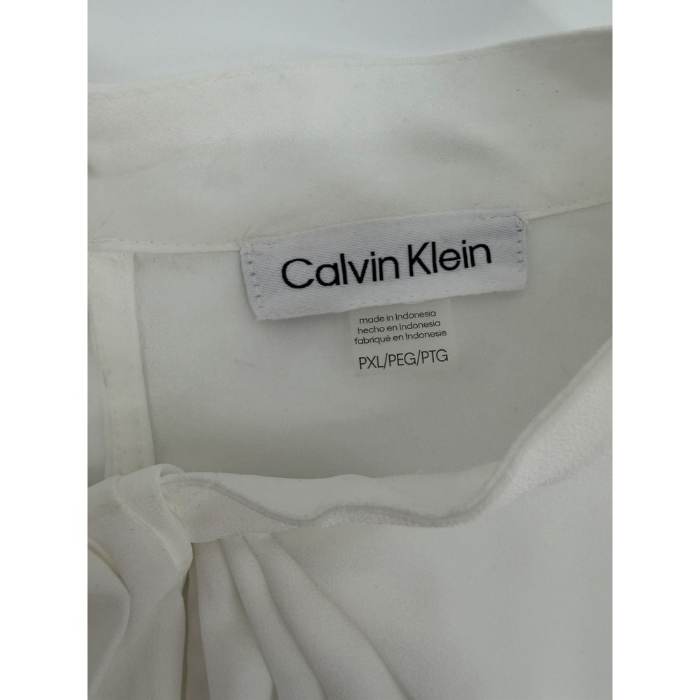 Calvin Klein Womens Gathered Neck Ivory Sleeveless Blouse Top Petites PXL *Notes - Picture 4 of 9